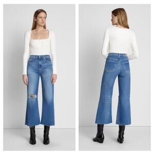 7 For All Mankind Luxe Vintage Ultra High Rise Cropped Wide Leg Jo Lyme Size 31
